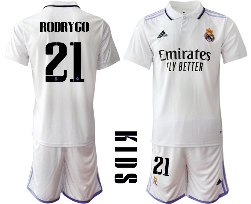 Youth 2022-2023 Club Real Madrid home white #21 Soccer Jersey->youth soccer jersey->Youth Jersey